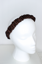 Load image into Gallery viewer, Brown Satin Ruched Headband
