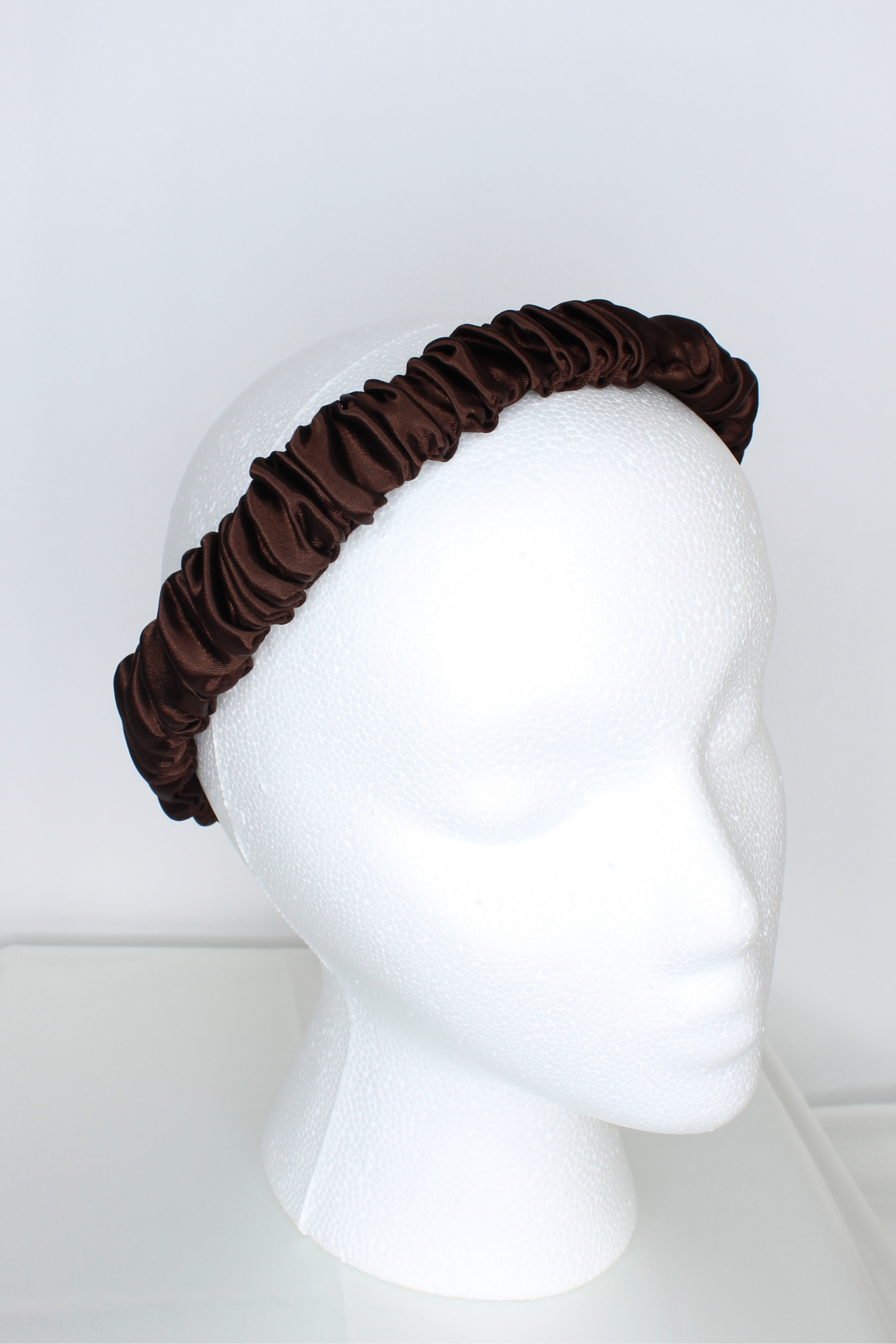 Brown Satin Ruched Headband