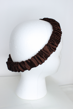 Load image into Gallery viewer, Brown Satin Ruched Headband
