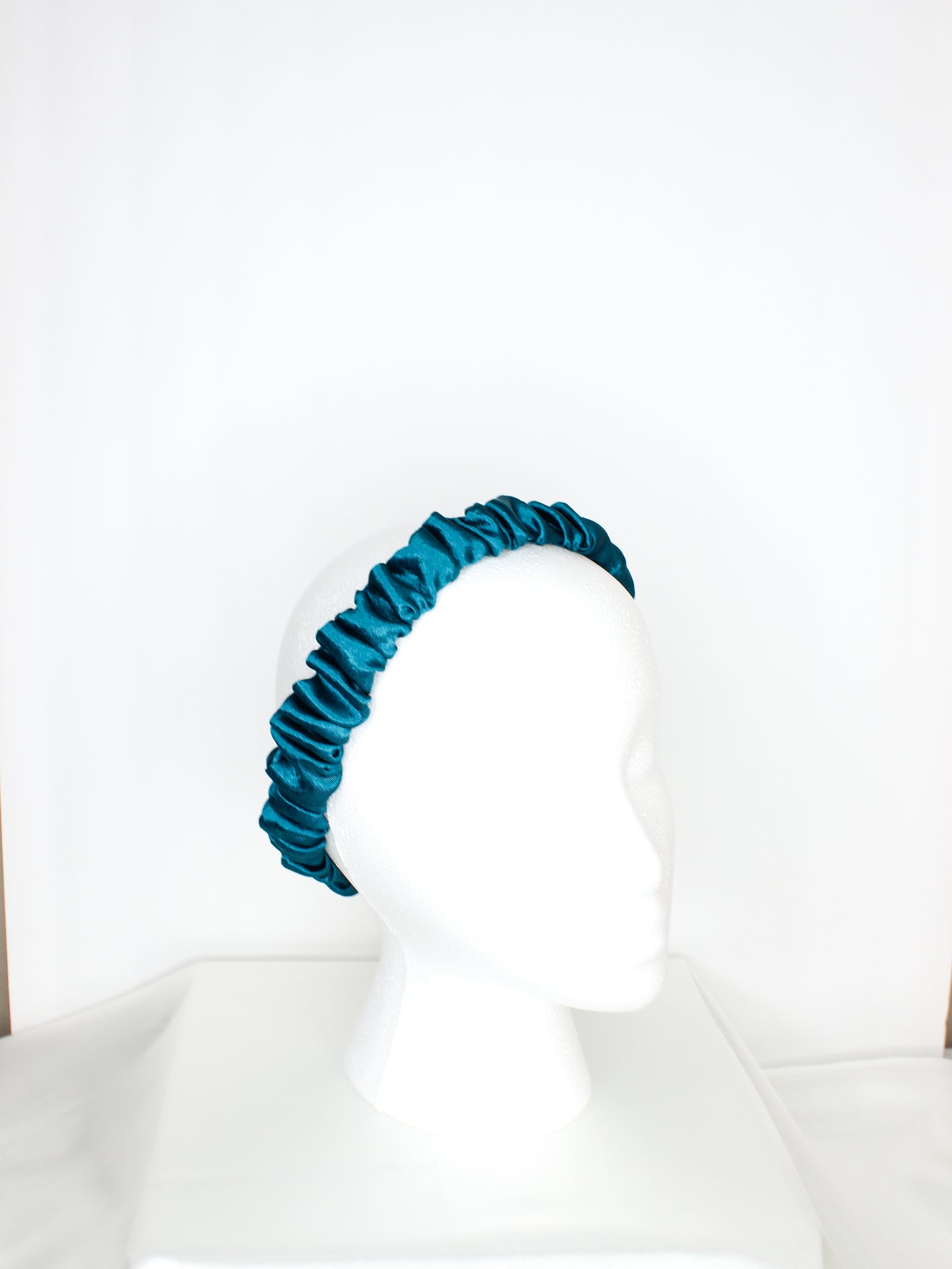 Teal Satin Ruched Headband
